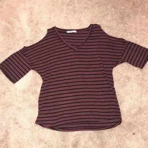Stateside Shoulder Cut Out Striped T shirt